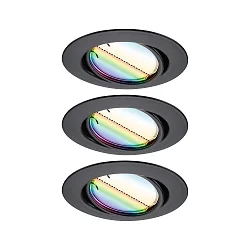 Indbygningslampe BASE COIN LED svingbar, sæt med 3, RGBW, ZigBee styrbar LED IP20