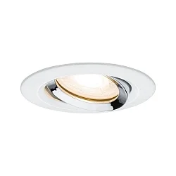 Paulmann Indbygningslampe LED Nova, IP65, rund, hvid/chrom, sæt af 1 drejelig, 7W GU10