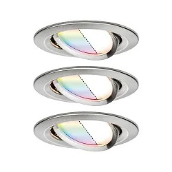 Indbygningslampe NOVA PLUS COIN LED rund, svingbar, sæt med 3, RGBW, ZigBee styrbar IP23, jern børstet dæmpbar 7