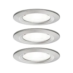 Indbygningslampe NOVA LED stiv, sæt med 3 GU10 IP44, jern børstet  6,5W 470lm 4000K 36° 36° CRI >80