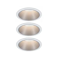Set of 3 Recessed spot LED COLE IP44, fixed, with LED COIN Module, 230V, 6.5W 2700K460lm 100°, 3-step dimmable, white / silver