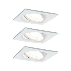 recessed luminaire NOVA LED square, swivelling, set of 3 GU10 IP23, white matt  19,5W 460lm 2700K 38° 38° CRI >80