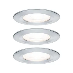 Indbygningslampe NOVA LED rund, stiv, sæt med 3 GU10 IP44, aluminium  460lm 2700K 38° 38° CRI >80
