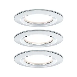 Indbygningslampe NOVA LED rund, stiv, sæt med 3 GU10 IP44, chrom  460lm 2700K 38° 38° CRI >80