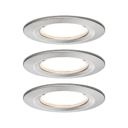 Indbygningslampe NOVA COIN LED rund, stiv, sæt med 3 IP44, jern børstet  19,5W 460lm 2700K 100° 100° CRI >80