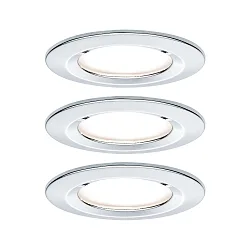Indbygningslampe NOVA COIN LED rund, stiv, sæt med 3 IP44, chrom  460lm 2700K 100° 100° CRI >80