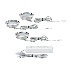 LED Møbler Indbygningslampe SÆT LED, 3x4,5W, 12VA, 230V/350mA, 65mm, børstet jern