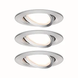 Paulmann Recessed luminaire LED Coin Slim, IP23, round, 6,8W, set of 3 dimmable and swiveling, aluminum