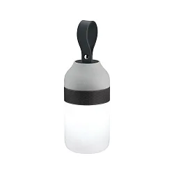 Bordlampe CLUTCH rund, Bluetooth styrbar, med USB-opladningsfunktion IP44, grå dæmpbar