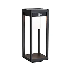 Solar gulvlampe SOLAR MARISOL med sensor IP44, sort, hvid mat 