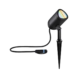 Jordspydslampe PLUG&SHINE SHIRA RGBW, ZigBee styrbar LED IP65, antracit dæmpbar