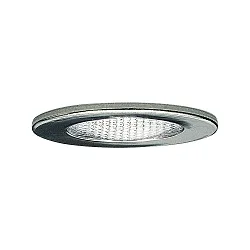 Furniture recessed luminaire, protective glass structured, 12V, G4, 66mm, brushed iron