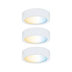 Clever Connect Starter set of 3 LED Furniture spot DISC, 12V DC, 2.1W 2700- 6500K, dimmable, white matt