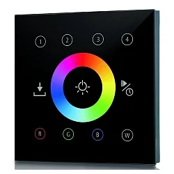 AC-Funk Touchpanel 4 ZONEN, RGBW, glass black, static, IP20