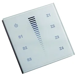 Berøringspanel 4 ZONES SINGLE COLOUR DMX TOUCH GLASS 4 kanal, DMX-styresignaludgang, hvid