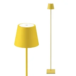 Batteri standerlampe NUINDIE rund IP54, solgul dæmpbar