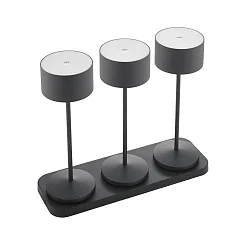 Batteri bordlampe VELUNA up / down, CCT Switch, sæt med 3, med touch-dæmper IP44, nat sort dæmpbar