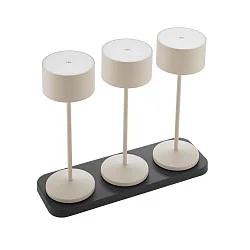 Batteri bordlampe VELUNA up / down, CCT Switch, sæt med 3, med touch-dæmper IP44, dune beige dæmpbar