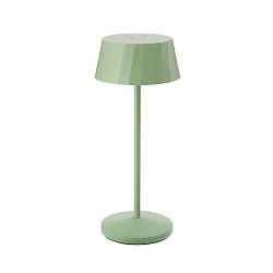Batteri bordlampe FACETTA down, CCT Switch, sæt med 1, med touch-dæmper IP44, salviegrøn dæmpbar