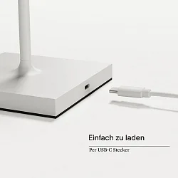 Batteri bordlampe NUINDIE USB-C firkantet, CCT Switch, dæmpbar IP54, snehvide dæmpbar