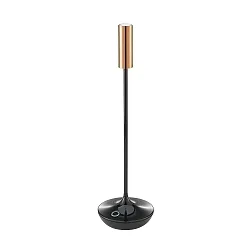 Batteri bordlampe NUCANDLE med touch-dæmper IP54, blank, kobber, sort dæmpbar