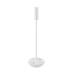 Batteri bordlampe NUCANDLE med touch-dæmper IP54, blank, hvid dæmpbar