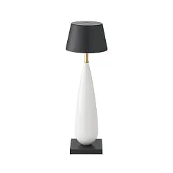 Batteri bordlampe THALA rund, CCT Switch, med touch-dæmper IP65, nat sort, keramik hvid dæmpbar