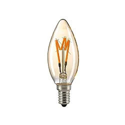 LED Dekorativ Spiral Filament lyskilde kerteformet CURVED GULD, 230V, Ø 3.5cm / L 9.7cm, E14, 2.5W 2000K 136lm 330°, dæmpbar
