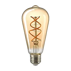 LED Dekorativ Spiral Filament rustik lyskilde Edison CURVED GULD, 230V, Ø 6.4cm / L 14cm, E27, 4.5W 1800K 250lm 330°