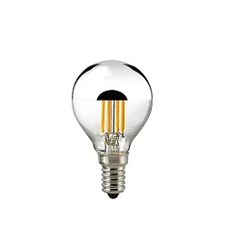 LED Filament Top spejlet Lyskilde sølv, 230V, Ø 4.5cm / L 8cm, E14, 4.5W 2700K 400lm 180°, dæmpbar, klar / sølv