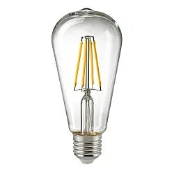 LED Filament Edisonlampe ST64, 230V, Ø 6.4cm / L 14.3cm, E27, 7W 2700K 806lm 300°, dæmpbar, klar