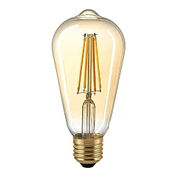 LED Filament Edisonlampe GOLD, 230V, Ø 6.4cm / L 14cm, E27, 4.5W 2500K 420lm 300°, dæmpbar, guld