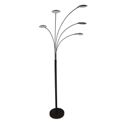 Standerlampe SYNNA 5-flammer, drejelig, med fleksibel arm, direkte / indirekte, med ledningsdæmper IP20, sort mat dæmpbar