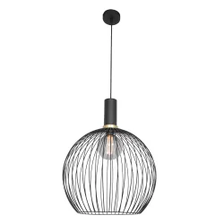 Mexlite Pendel AUREOLE, 1-flamme, med guldring, 45cm, sort