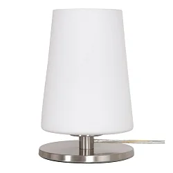 table lamp ANCILLA 1 flame, short, with switching function, conical E27 IP20, steel brushed dimmable