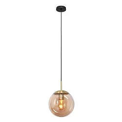 Pendel BOLLIQUE rund E27 IP20, rav, messing, sort dæmpbar
