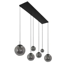 Pendel BOLLIQUE 6-flammer E27 IP20, rav, messing, sort dæmpbar