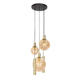pendant luminaire BOLLIQUE 5 flames GU10 + E27 IP20, brass dimmable