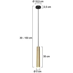pendant luminaire TUBEL GU10 IP20, brass dimmable