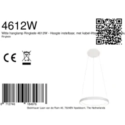 pendant luminaire RINGLEDE 1 flame IP20, white dimmable