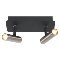 wall luminaire LUMO 2 flames IP20, steel dimmable