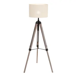 floor lamp TRIEK 1 flame, with switch, with shade E27 IP20, wood, antique 