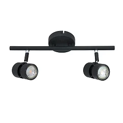 Spotlight bar NATASJA 2-flammer, Dim-To-Warm, justerbar GU10 IP20, sort mat dæmpbar