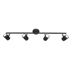 spotlight bar NATASJA 4 flames, long, Dim-To-Warm, adjustable GU10 IP20, black matt dimmable