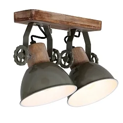 Mexlite Spot GEARWOOD, 2-flammer, grøn