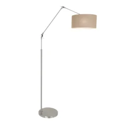 Standerlampe PRESTIGE CHIC cylindrisk, med afbryder, med skærm, med leddelt arm, med stik E27 IP20, stål børstet 