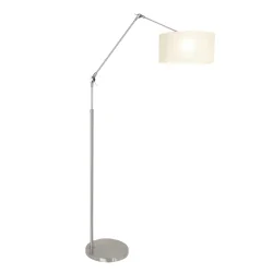 Standerlampe PRESTIGE CHIC cylindrisk, med afbryder, med skærm, med leddelt arm, med stik E27 IP20, stål børstet 