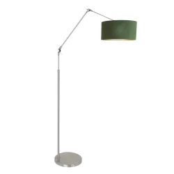 Standerlampe PRESTIGE CHIC cylindrisk, med afbryder, med skærm, med leddelt arm, med stik E27 IP20, stål børstet 