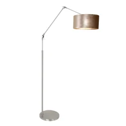 Standerlampe PRESTIGE CHIC cylindrisk, med afbryder, med skærm, med leddelt arm, med stik E27 IP20, stål børstet 