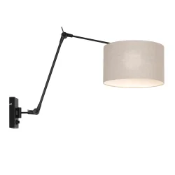 Væglampe PRESTIGE CHIC cylindrisk, med afbryder, med skærm, med leddelt arm, med stik E27 IP20, sort mat dæmpbar